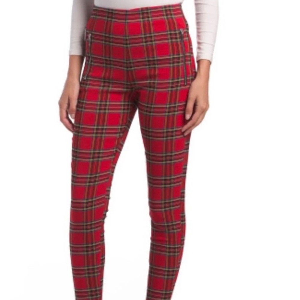 Zara Red Black  and white plaid pants